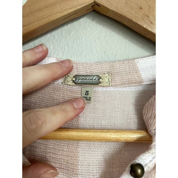 Gimmicks Gingham Plaid Pink Blouse Small Tie Top Crop Dainty Feminine Soft Cozy - Picture 2 of 5